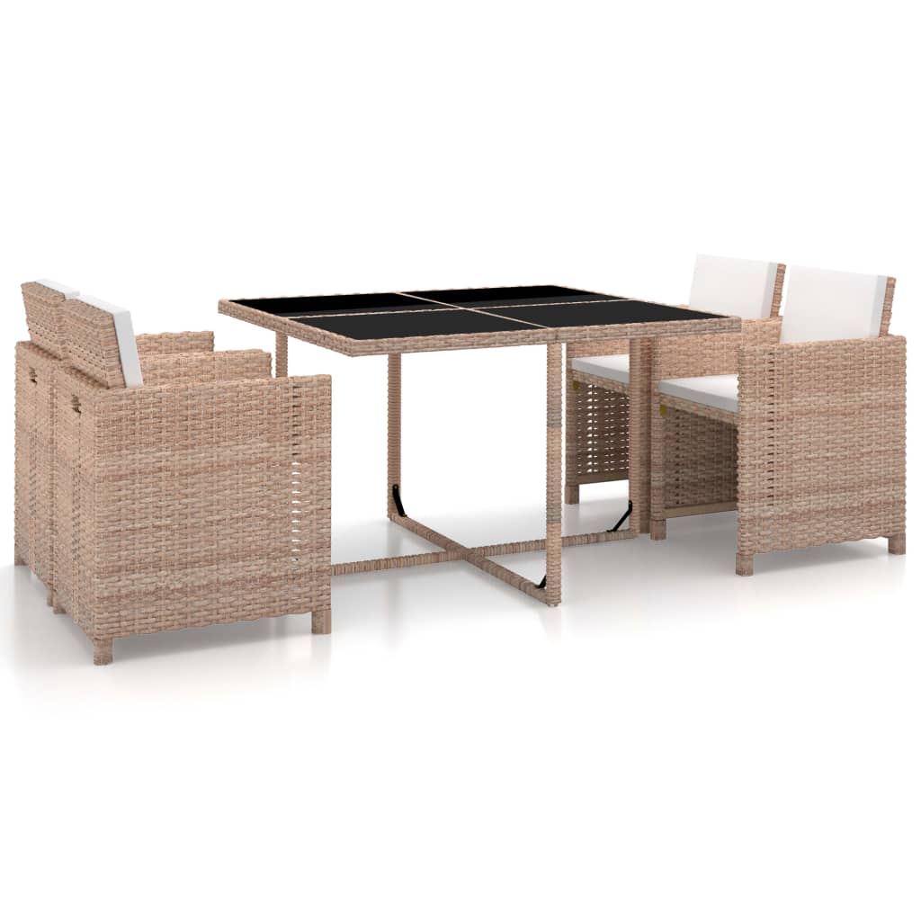 Set Mobilier De Exterior Cu Perne, 5 Piese, , Poliratan