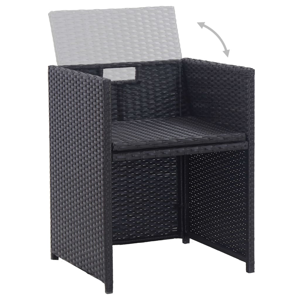 Set Mobilier De Exterior Cu Perne, 15 Piese, Negru, Poliratan