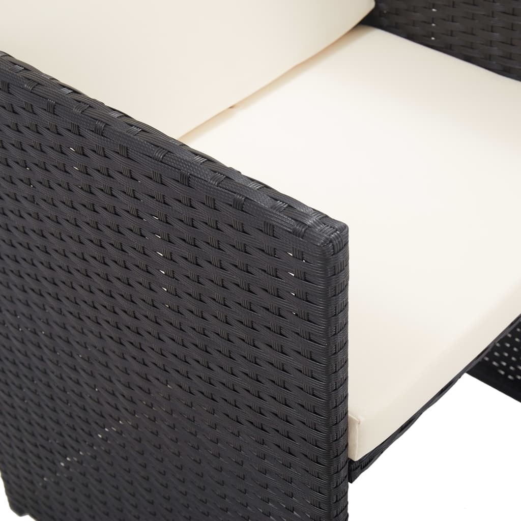 Set Mobilier De Exterior Cu Perne, 15 Piese, Negru, Poliratan