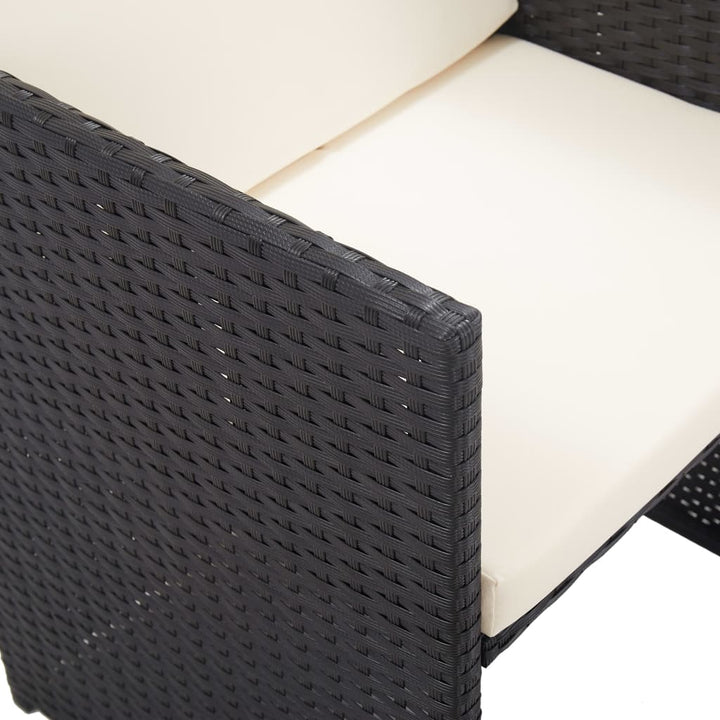 Set Mobilier De Exterior Cu Perne, 15 Piese, Negru, Poliratan