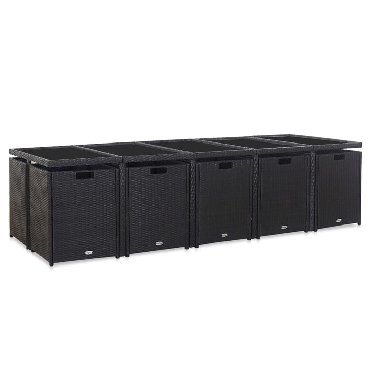 Set Mobilier De Exterior Cu Perne, 15 Piese, Negru, Poliratan