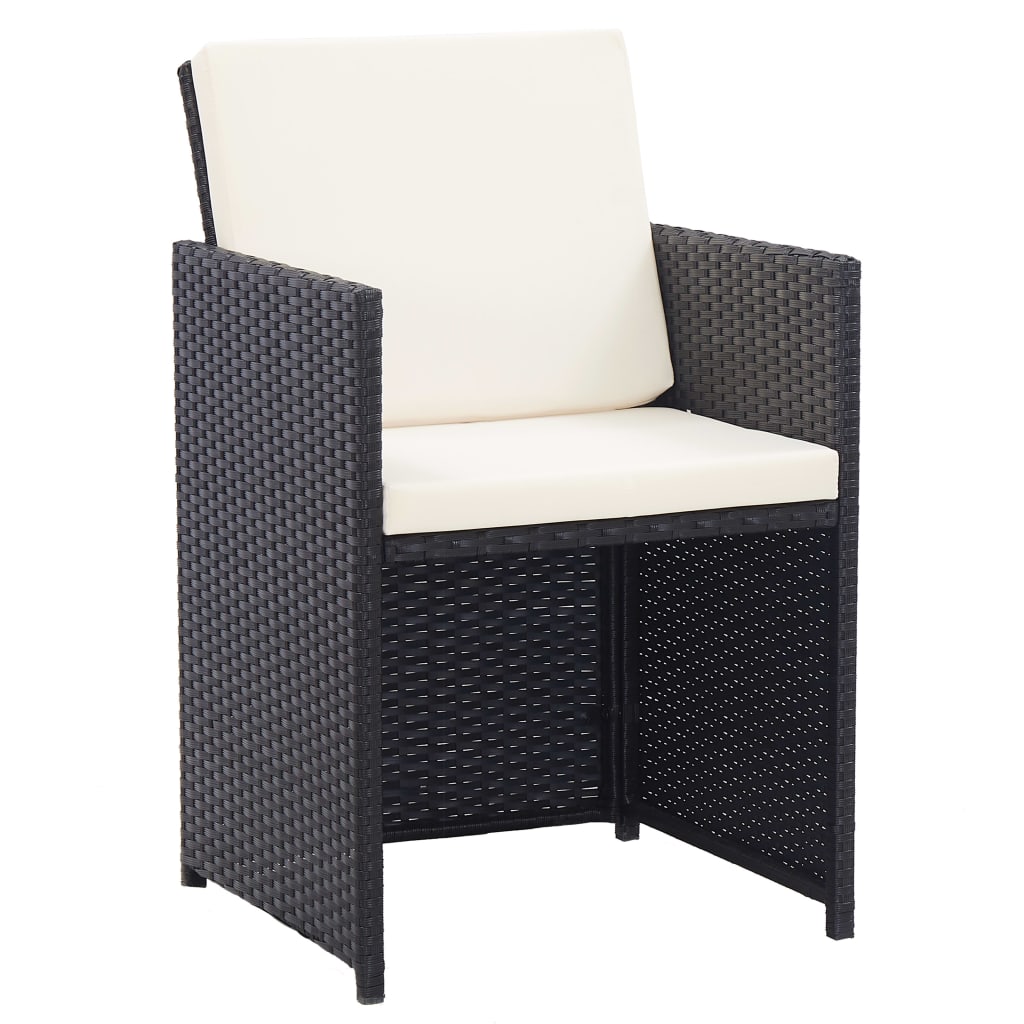 Set Mobilier De Exterior Cu Perne, 15 Piese, Negru, Poliratan