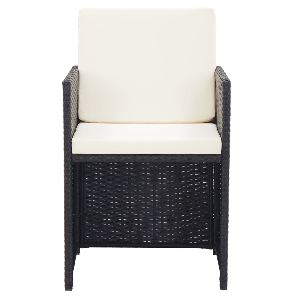 Set Mobilier De Exterior Cu Perne, 15 Piese, Negru, Poliratan