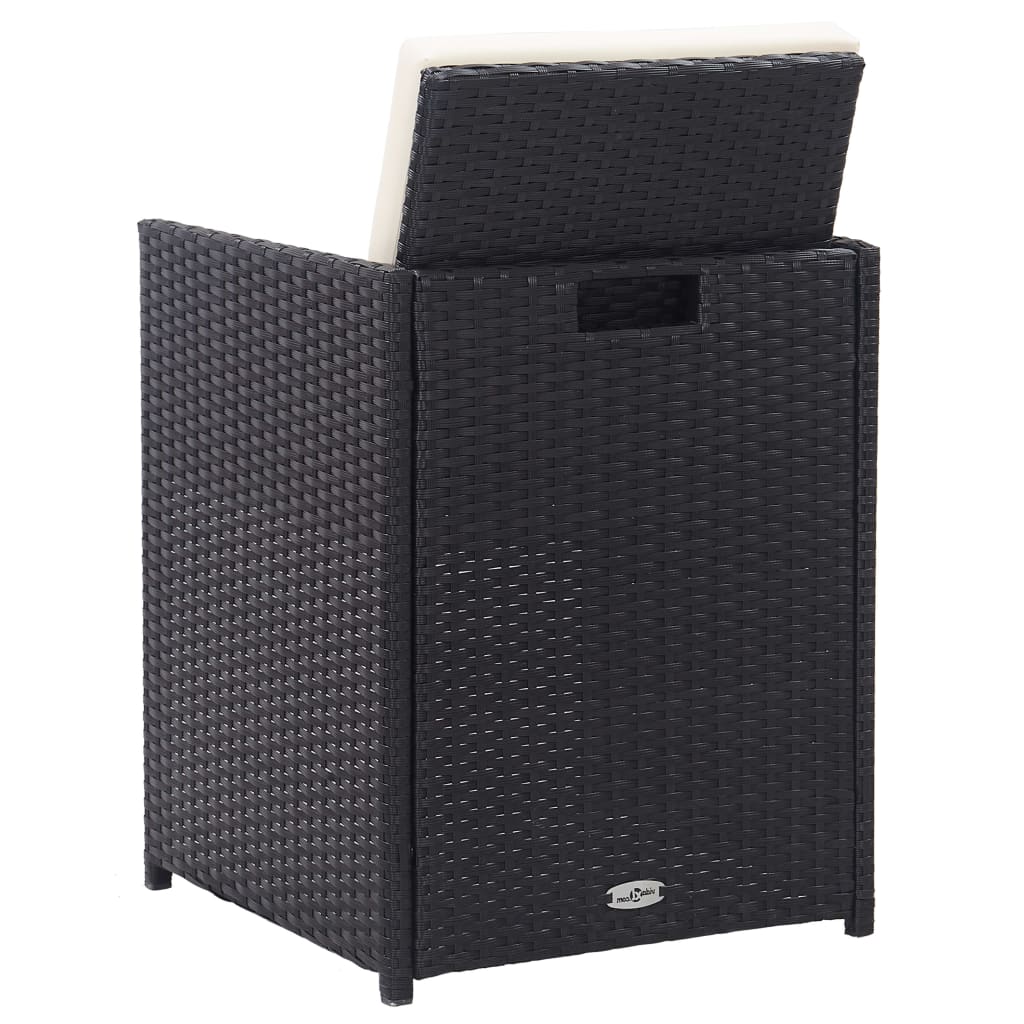 Set Mobilier De Exterior Cu Perne, 15 Piese, Negru, Poliratan