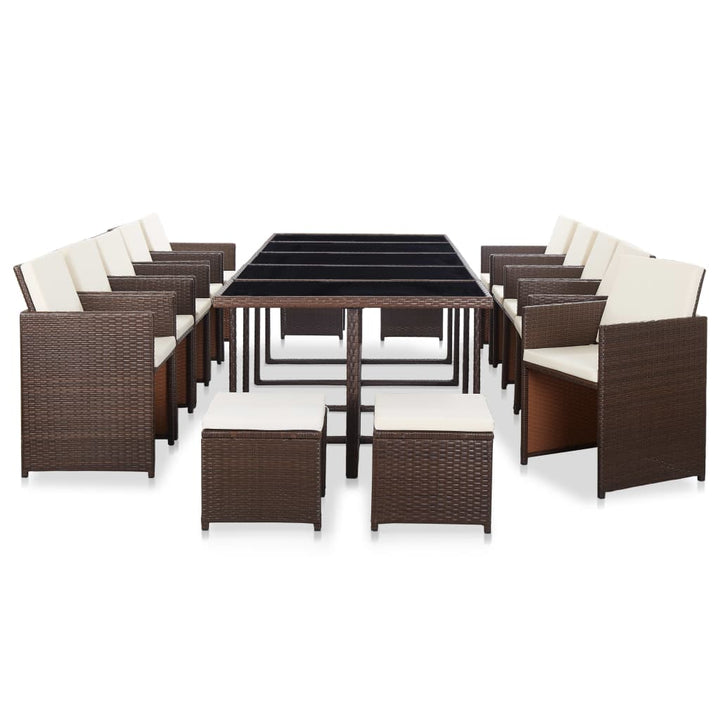 Set Mobilier De Exterior Cu Perne, 15 Piese, Negru, Poliratan