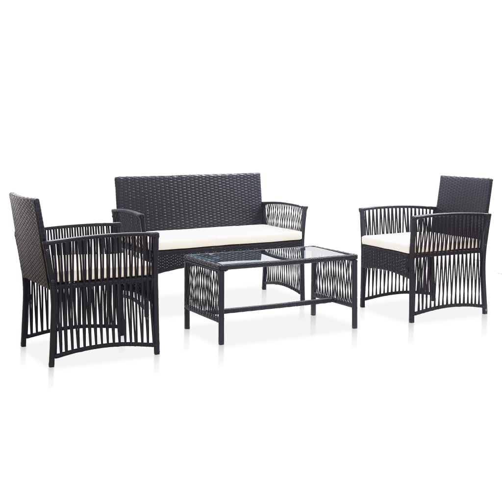 Set Mobilier De Grădină Cu Perne, 4 Piese, , Poliratan