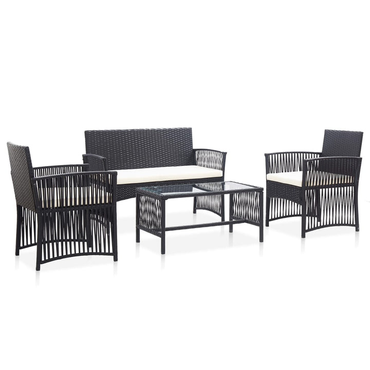 Set Mobilier De Grădină Cu Perne, 4 Piese, , Poliratan