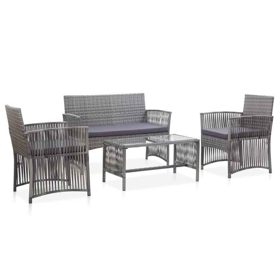 Set Mobilier De Grădină Cu Perne, 4 Piese, , Poliratan