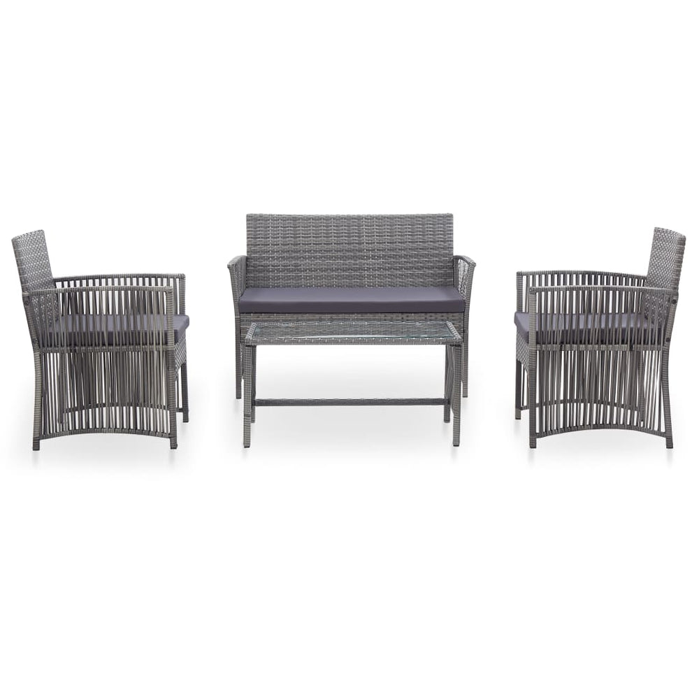 Set Mobilier De Grădină Cu Perne, 4 Piese, , Poliratan