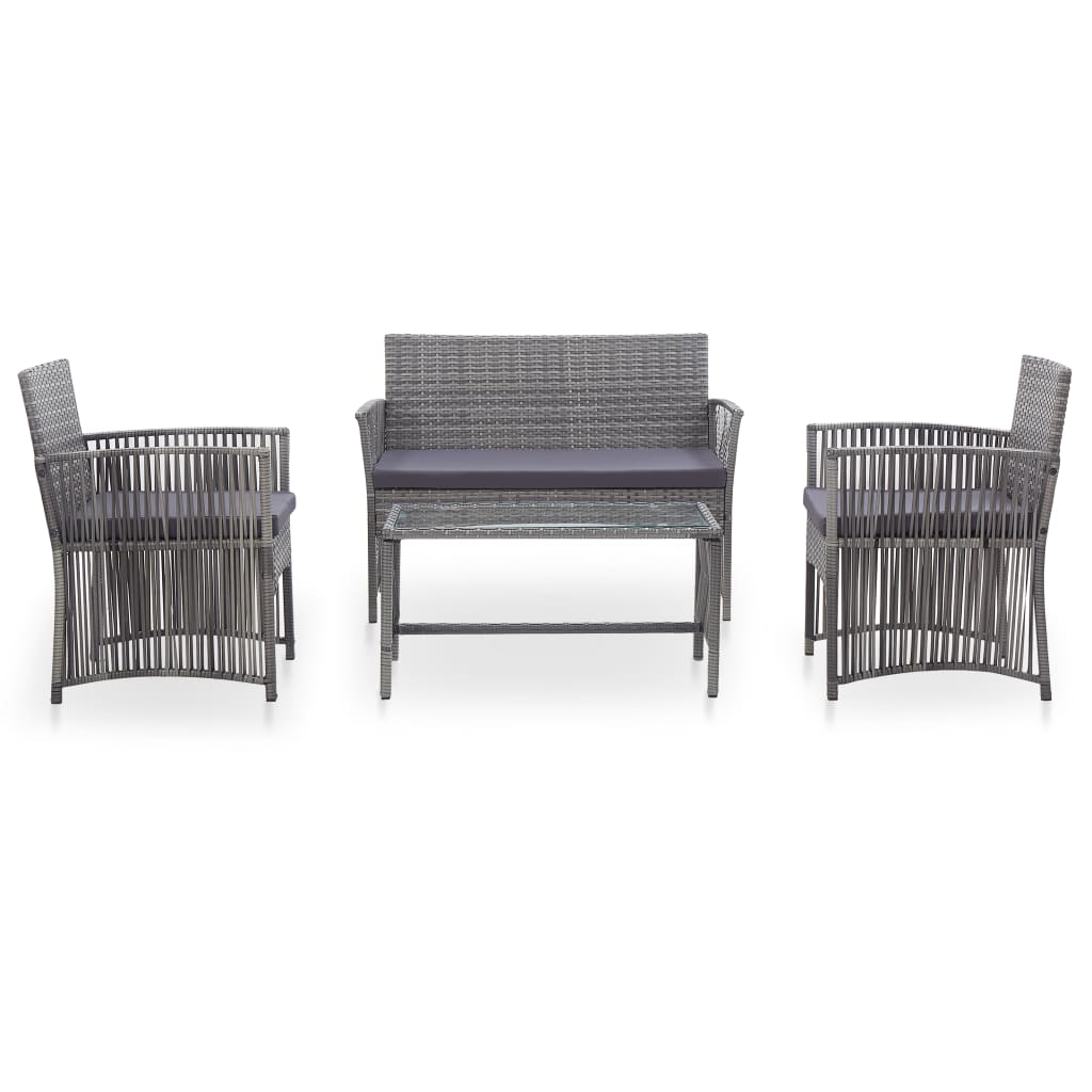 Set Mobilier De Grădină Cu Perne, 4 Piese, , Poliratan
