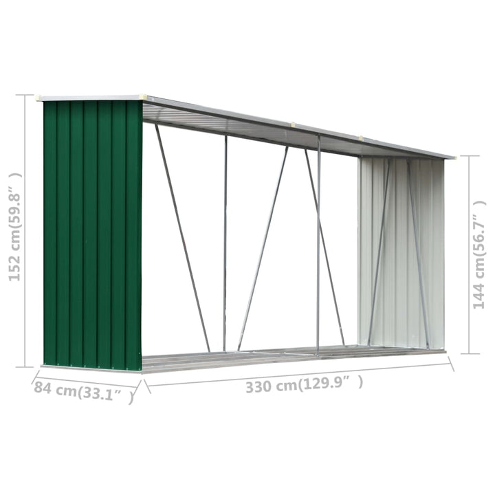 Șopron Depozitare Lemne, , 330X84X152 Cm, Oțel Galvanizat