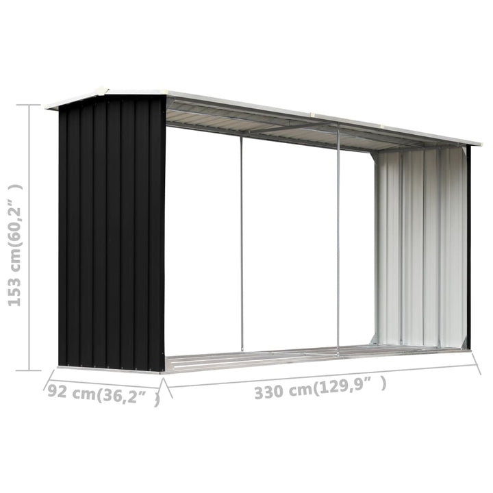 Șopron Depozitare Lemne , 330X92X153 Cm Oțel Galvanizat