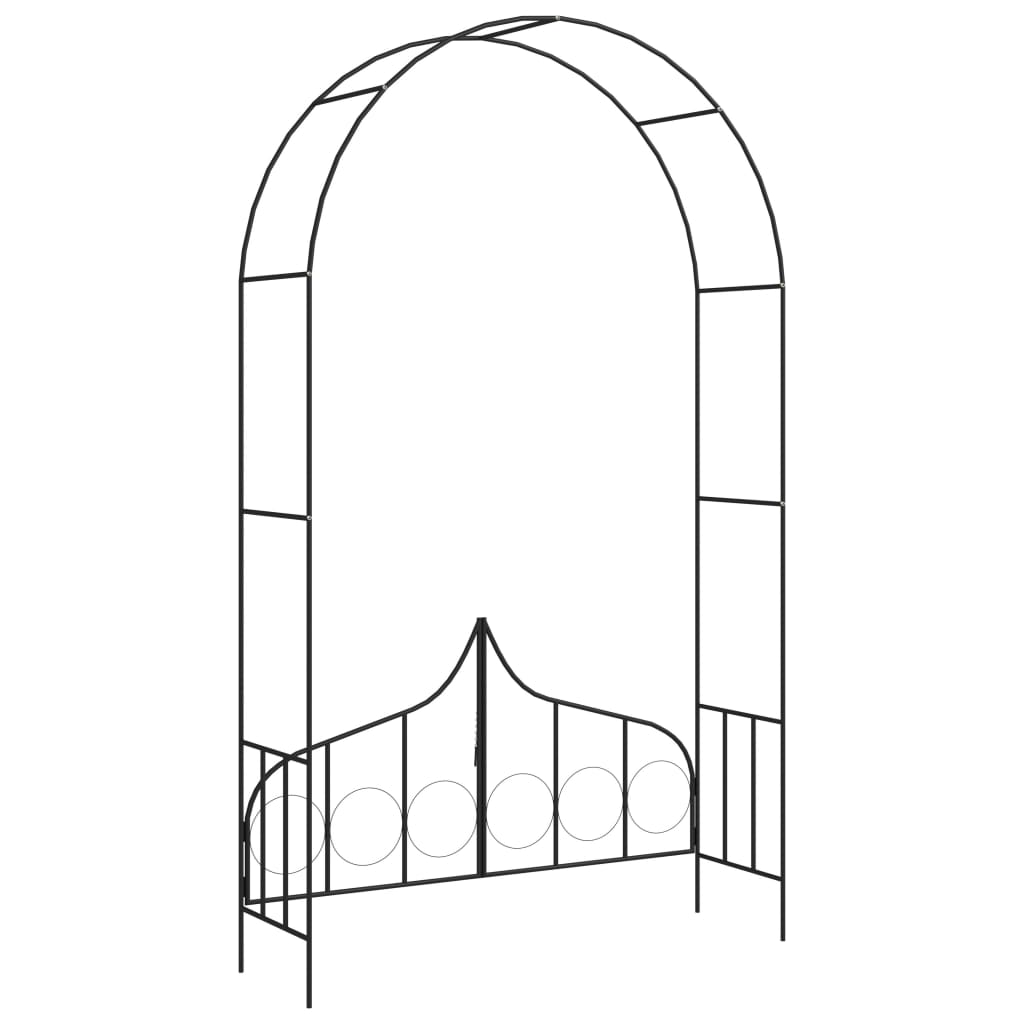 Arcadă De Grădină Cu Poartă, Negru, 138 X 40 X 238 Cm, Fier
