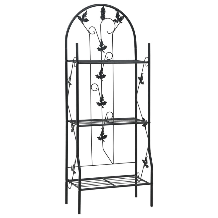 Suport De Plante, 3 Niveluri, Negru, 52 X 28 X 128 Cm, Fier