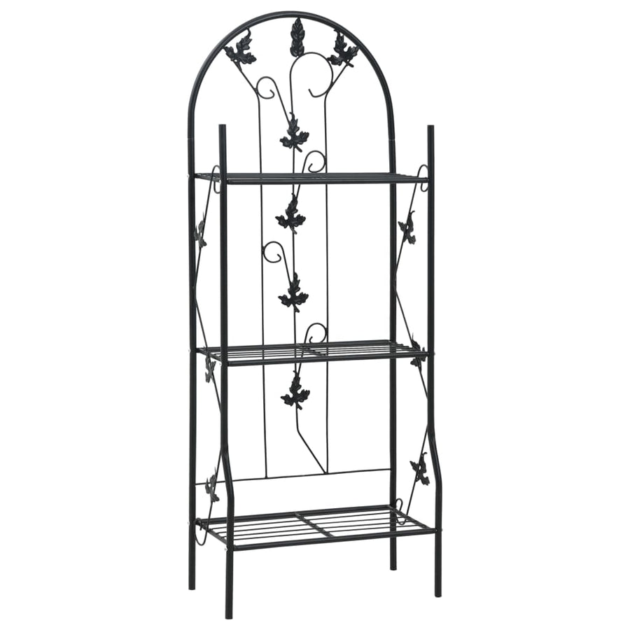 Suport De Plante, 3 Niveluri, Negru, 52 X 28 X 128 Cm, Fier