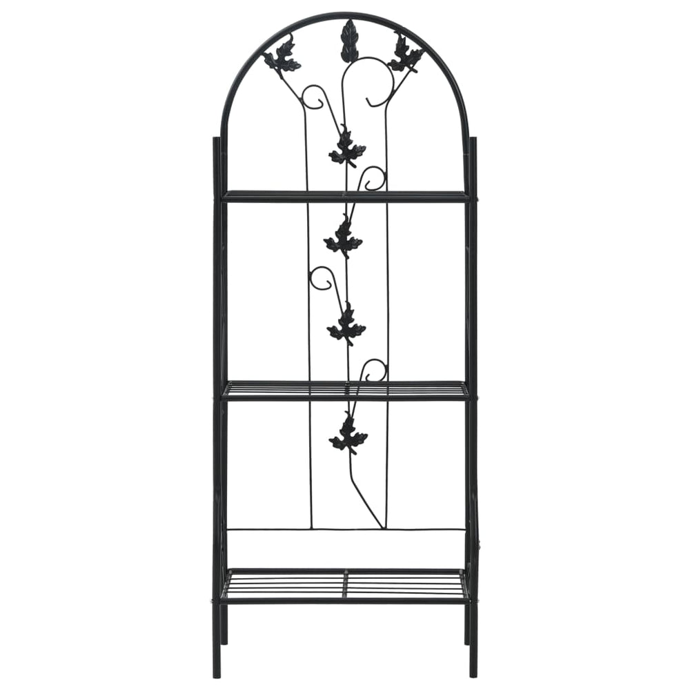 Suport De Plante, 3 Niveluri, Negru, 52 X 28 X 128 Cm, Fier