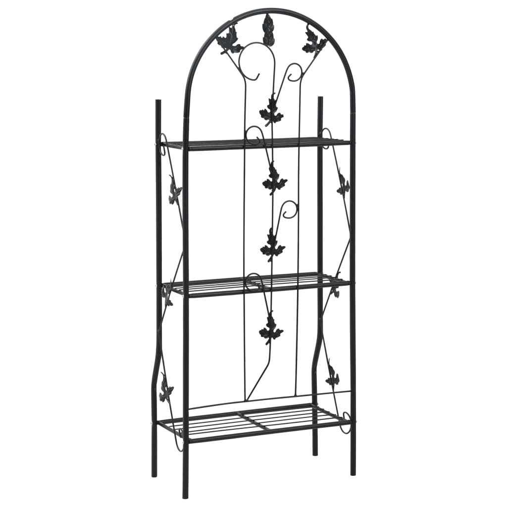 Suport De Plante, 3 Niveluri, Negru, 52 X 28 X 128 Cm, Fier