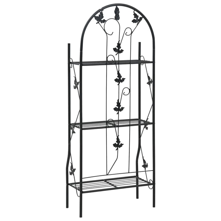 Suport De Plante, 3 Niveluri, Negru, 52 X 28 X 128 Cm, Fier