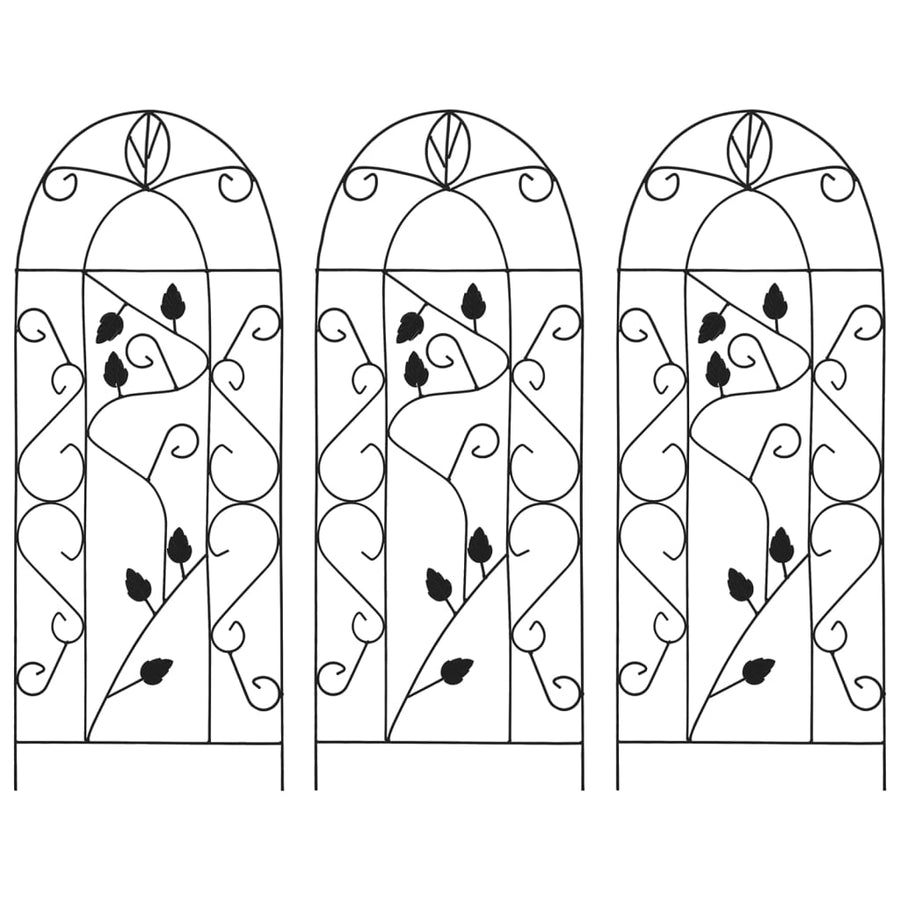 Suporturi Plante Cățărătoare, 3 Buc., Negru, 40 X 100 Cm, Fier
