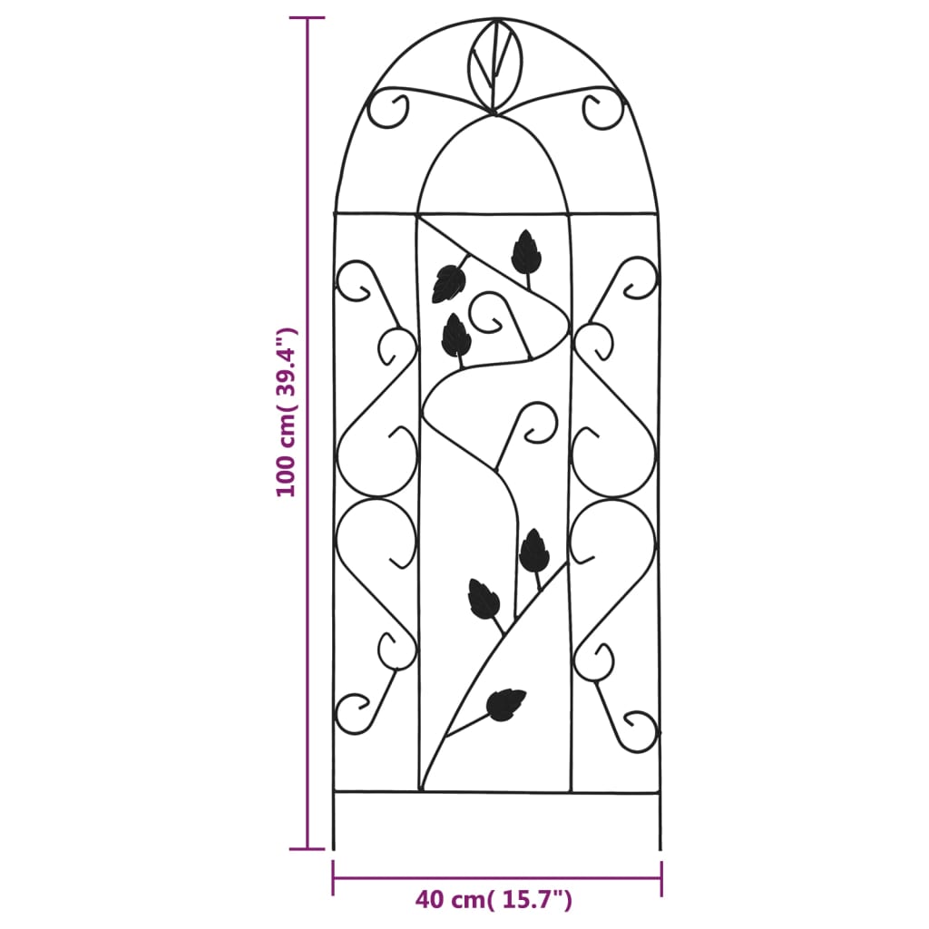 Suporturi Plante Cățărătoare, 3 Buc., Negru, 40 X 100 Cm, Fier