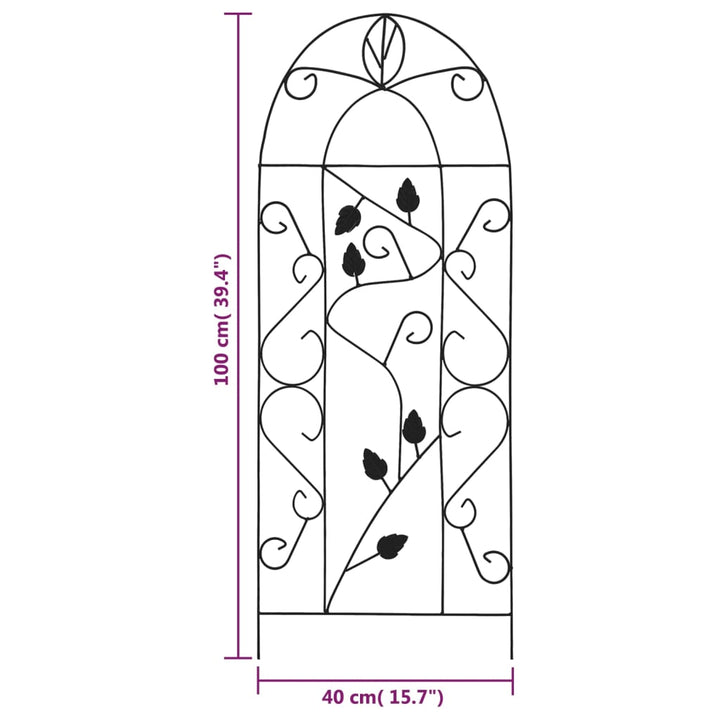Suporturi Plante Cățărătoare, 3 Buc., Negru, 40 X 100 Cm, Fier