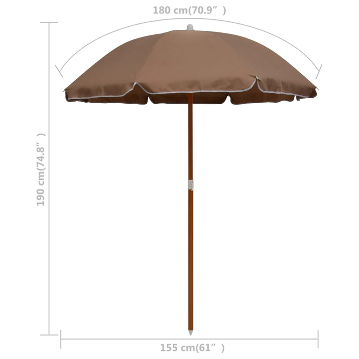 Umbrelă De Soare De Grădină, Stâlp Din Oțel, Taupe,