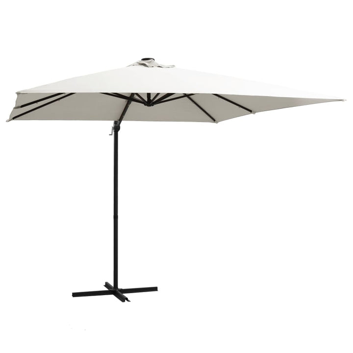 Umbrelă În Consolă Cu Led, Stâlp Din Oțel, Taupe,