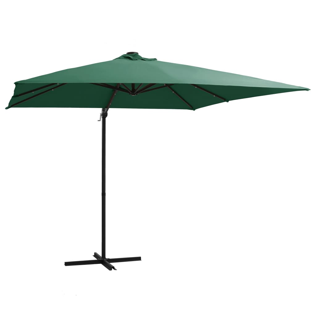 Umbrelă În Consolă Cu Led, Stâlp Din Oțel, Taupe,