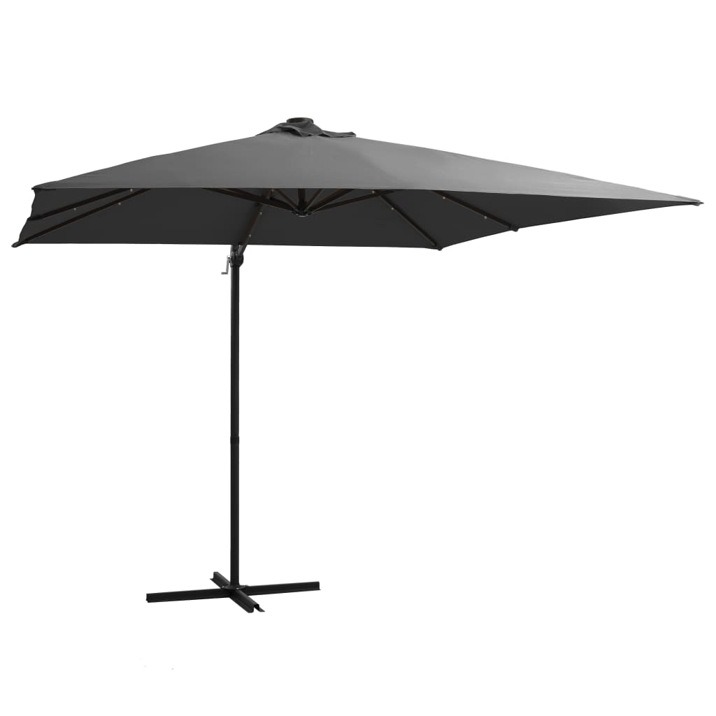 Umbrelă În Consolă Cu Led, Stâlp Din Oțel, Taupe,