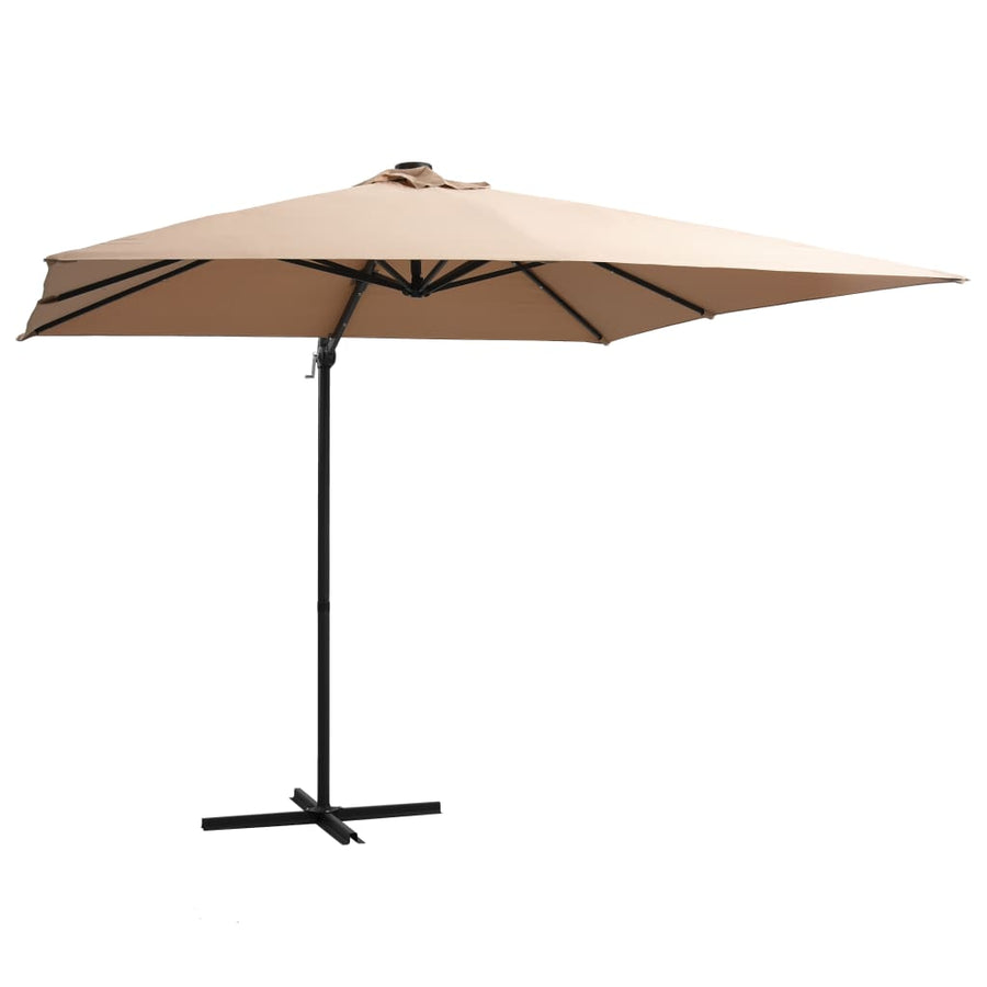 Umbrelă În Consolă Cu Led, Stâlp Din Oțel, Taupe,