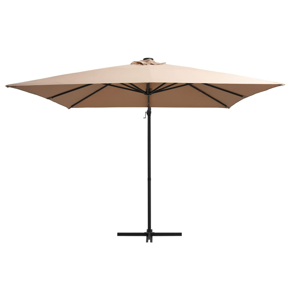 Umbrelă În Consolă Cu Led, Stâlp Din Oțel, Taupe,
