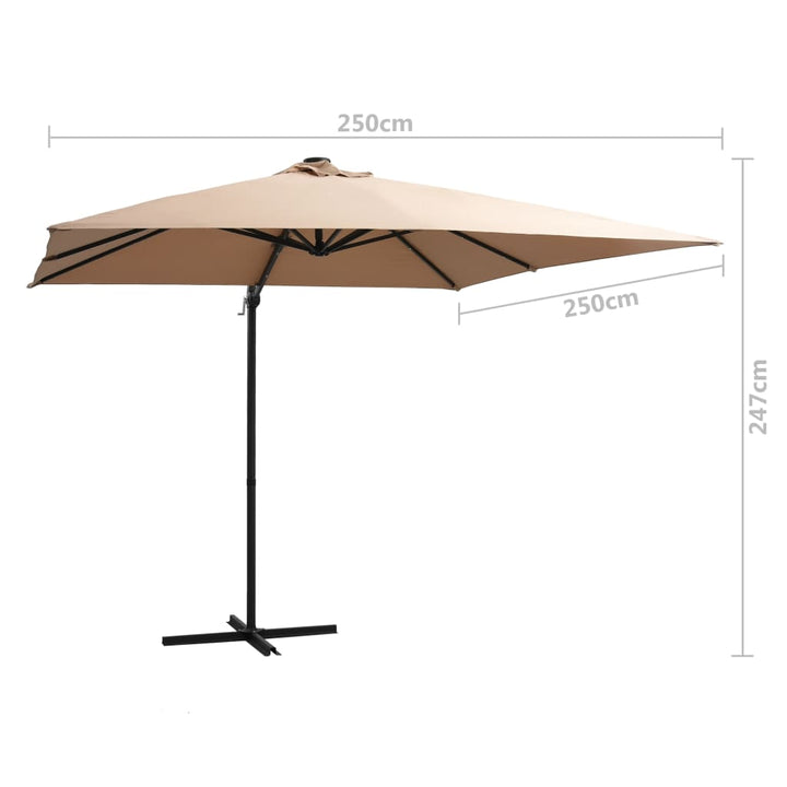 Umbrelă În Consolă Cu Led, Stâlp Din Oțel, Taupe,