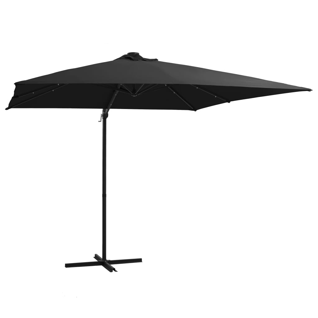 Umbrelă În Consolă Cu Led, Stâlp Din Oțel, Taupe,