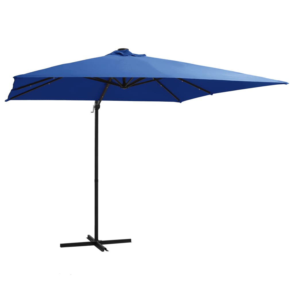 Umbrelă În Consolă Cu Led, Stâlp Din Oțel, Taupe,