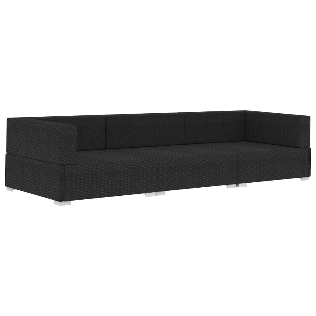 Set Mobilier De Grădină Cu Perne, 3 Piese, Negru, Poliratan