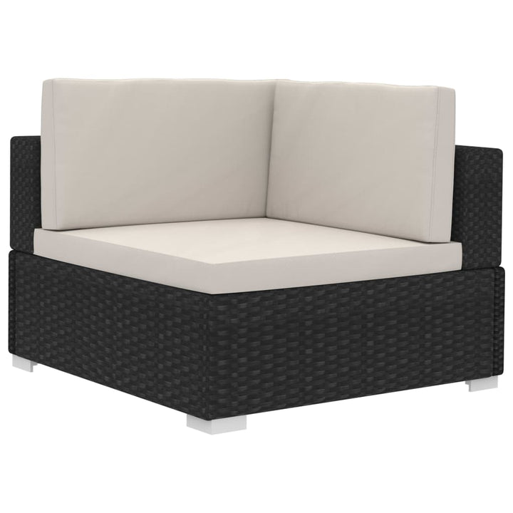 Set Mobilier De Grădină Cu Perne, 3 Piese, Negru, Poliratan
