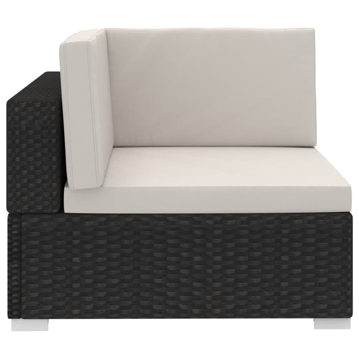 Set Mobilier De Grădină Cu Perne, 3 Piese, Negru, Poliratan