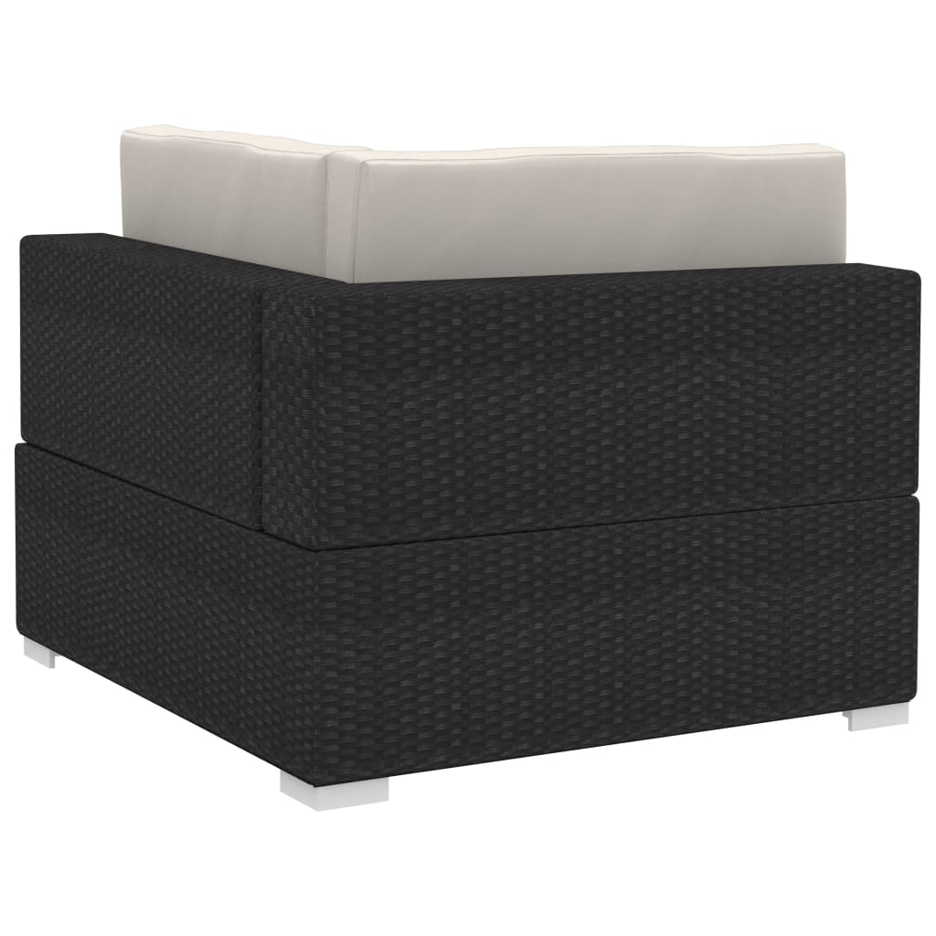 Set Mobilier De Grădină Cu Perne, 3 Piese, Negru, Poliratan