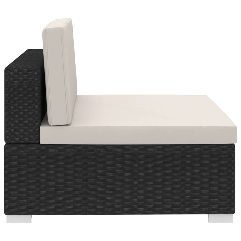 Set Mobilier De Grădină Cu Perne, 3 Piese, Negru, Poliratan
