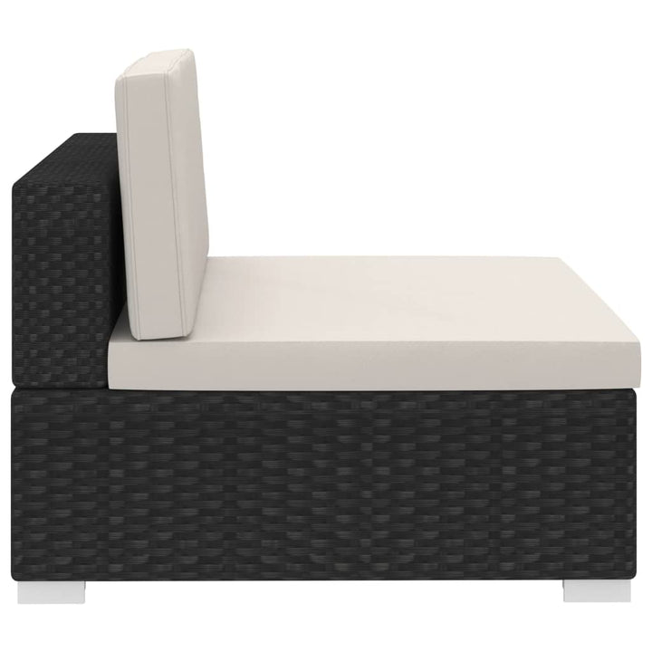 Set Mobilier De Grădină Cu Perne, 3 Piese, Negru, Poliratan