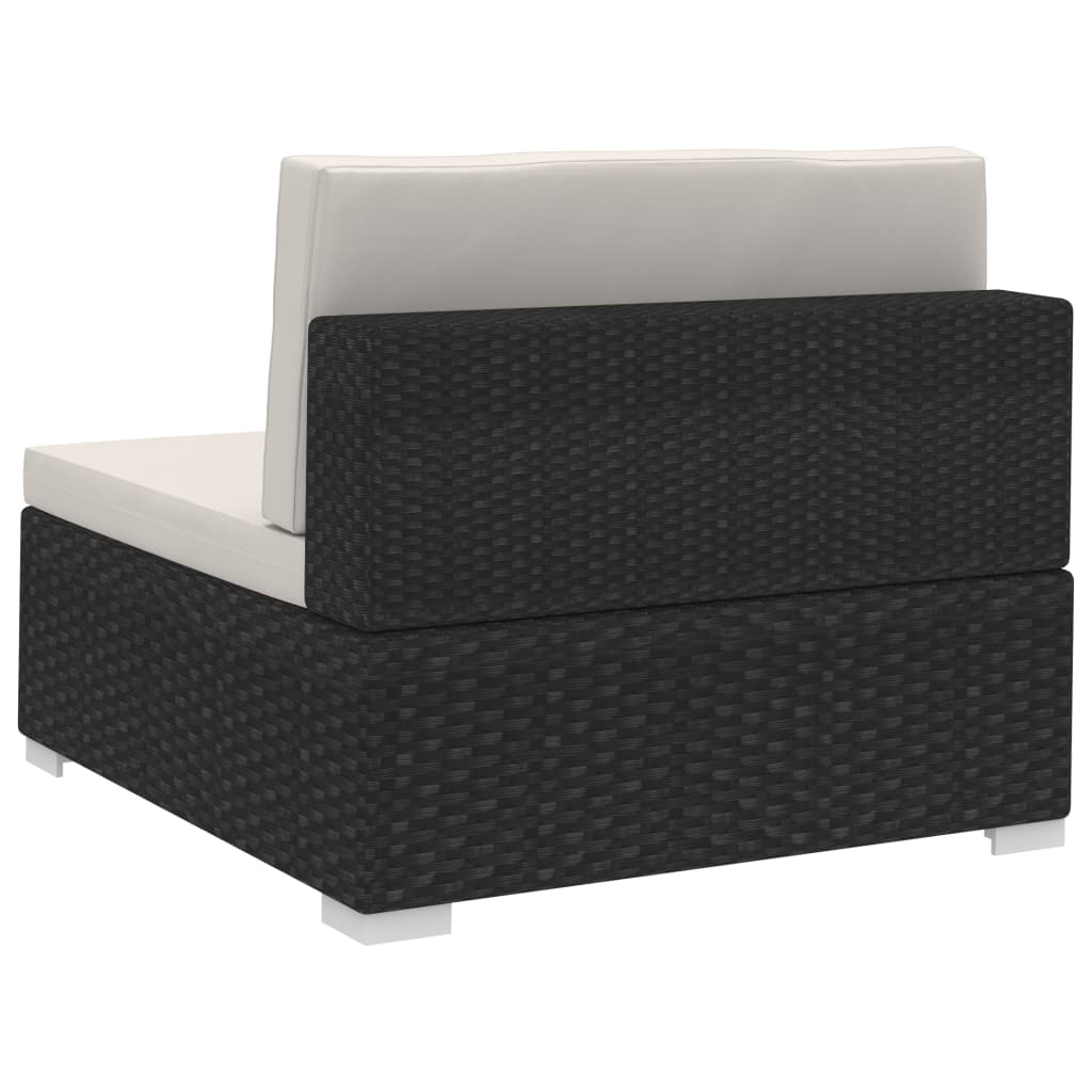 Set Mobilier De Grădină Cu Perne, 3 Piese, Negru, Poliratan