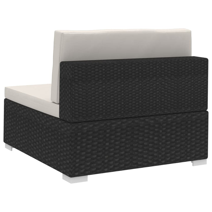 Set Mobilier De Grădină Cu Perne, 3 Piese, Negru, Poliratan