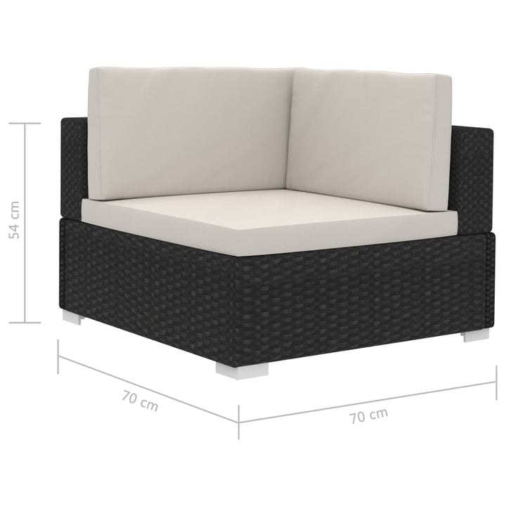 Set Mobilier De Grădină Cu Perne, 3 Piese, Negru, Poliratan