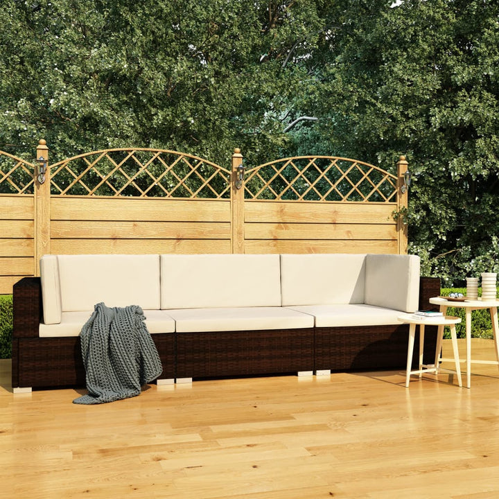 Set Mobilier De Grădină Cu Perne, 3 Piese, Negru, Poliratan