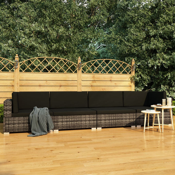 Set Mobilier De Grădină Cu Perne, 3 Piese, Negru, Poliratan