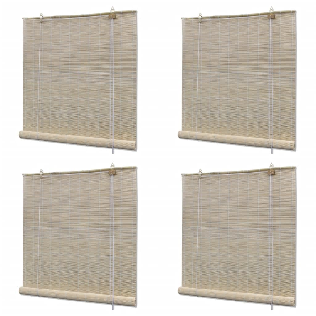 Jaluzele Din Bambus Natural Tip Rulou, 4 Buc., 120 X 160 Cm