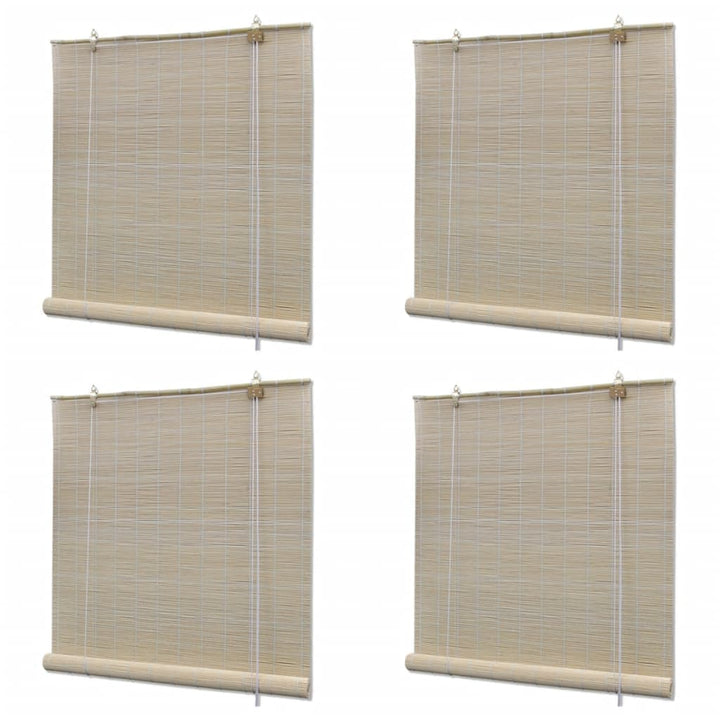 Jaluzele Din Bambus Natural Tip Rulou, 4 Buc., 120 X 160 Cm