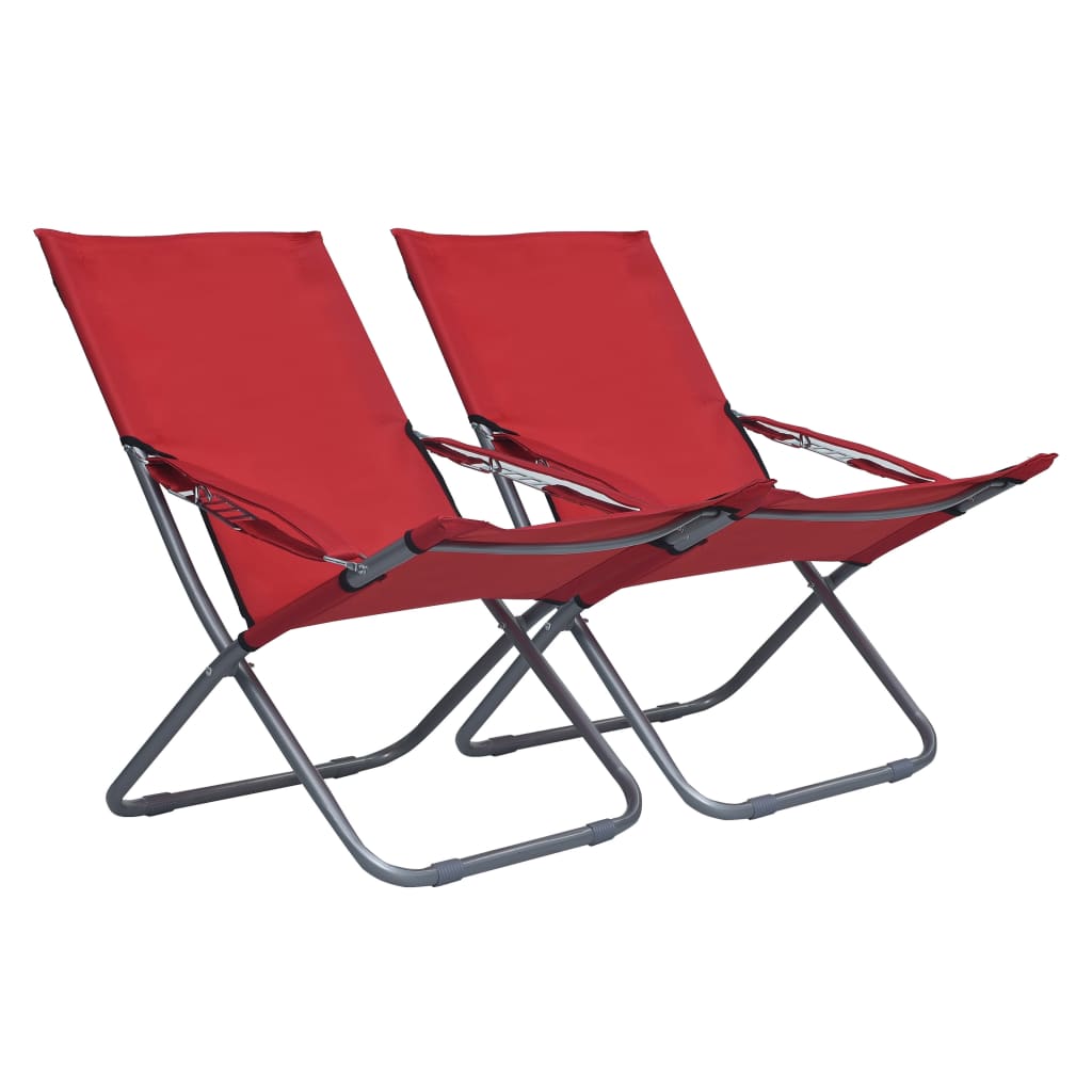 Scaune De Plajă Pliante, 2 Buc., , Material Textil