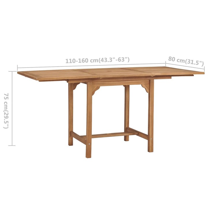 Masă De Grădină Extensibilă (110-160)X80X75Cm Lemn Masiv Tec