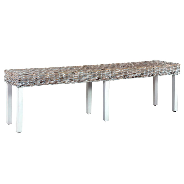 Bancă, , 160 Cm, Ratan Kubu Natural Și Lemn Masiv De Mango